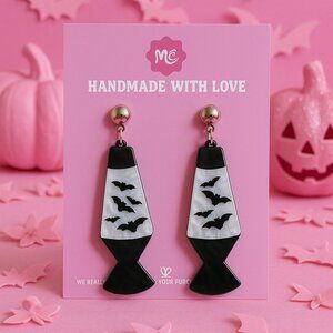 Bat Lava Lamp Earrings | Cute Spooky Halloween Statement Jewelry